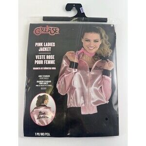 Grease Pink Ladies Jacket Costume Zip Satin Adult Standard Size Up To 12 S-L